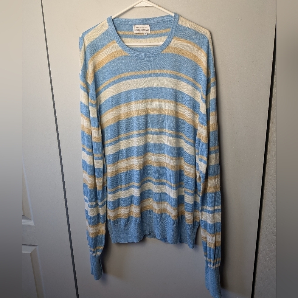 MAUS & HOFFMAN Vintage Men Stripes Crewneck Size XL 59% Cashmere 41% Cotton